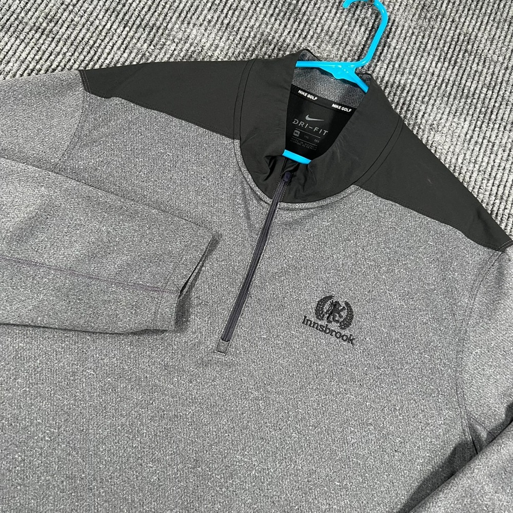 Nike Golf Dri Fit Pullover Shirt Mens 2XL XXL Gray Black Long Sleeve 1/4 Zip